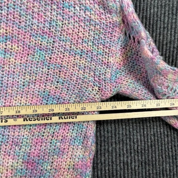 Debut Sweater Womens Small S/M Purple Rainbow Open Knit Lightweight Short Casual - Picture 13 of 14
